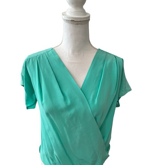 Amanda Uprichard Draped Surplice Flutter Sleeve Top Seafoam Green S - Picture 2 of 6
